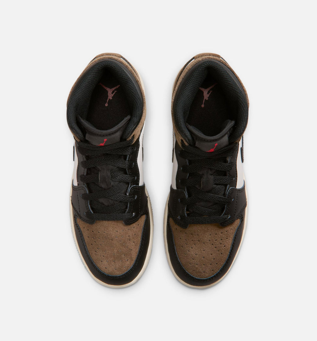 Air Jordan 1 Mid Big Kids' Lifestyle Shoes - Black/Phantom/Palomino/University Red