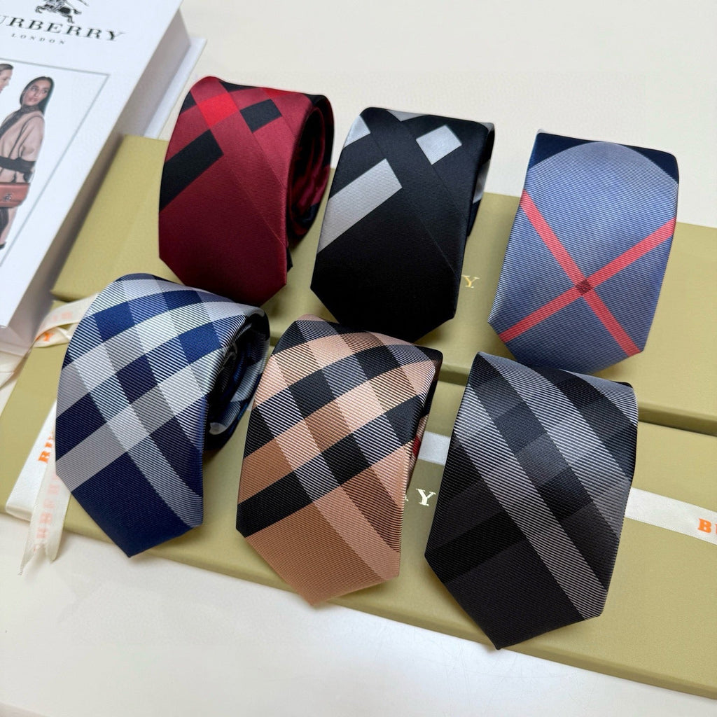 Burberry Style Men's Check Silk Tie