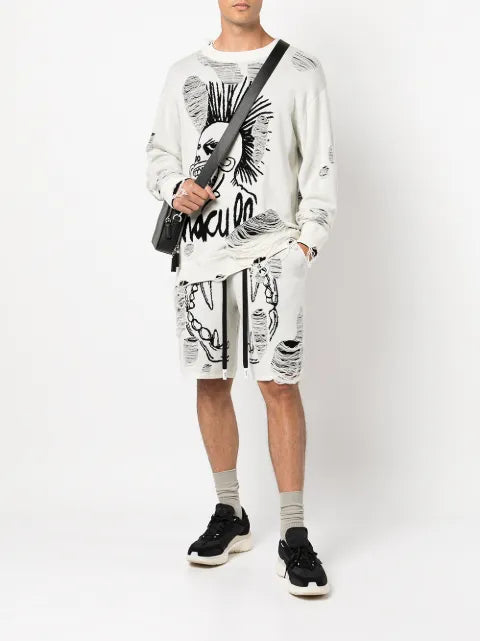 Haculla logo-knit distressed jumper