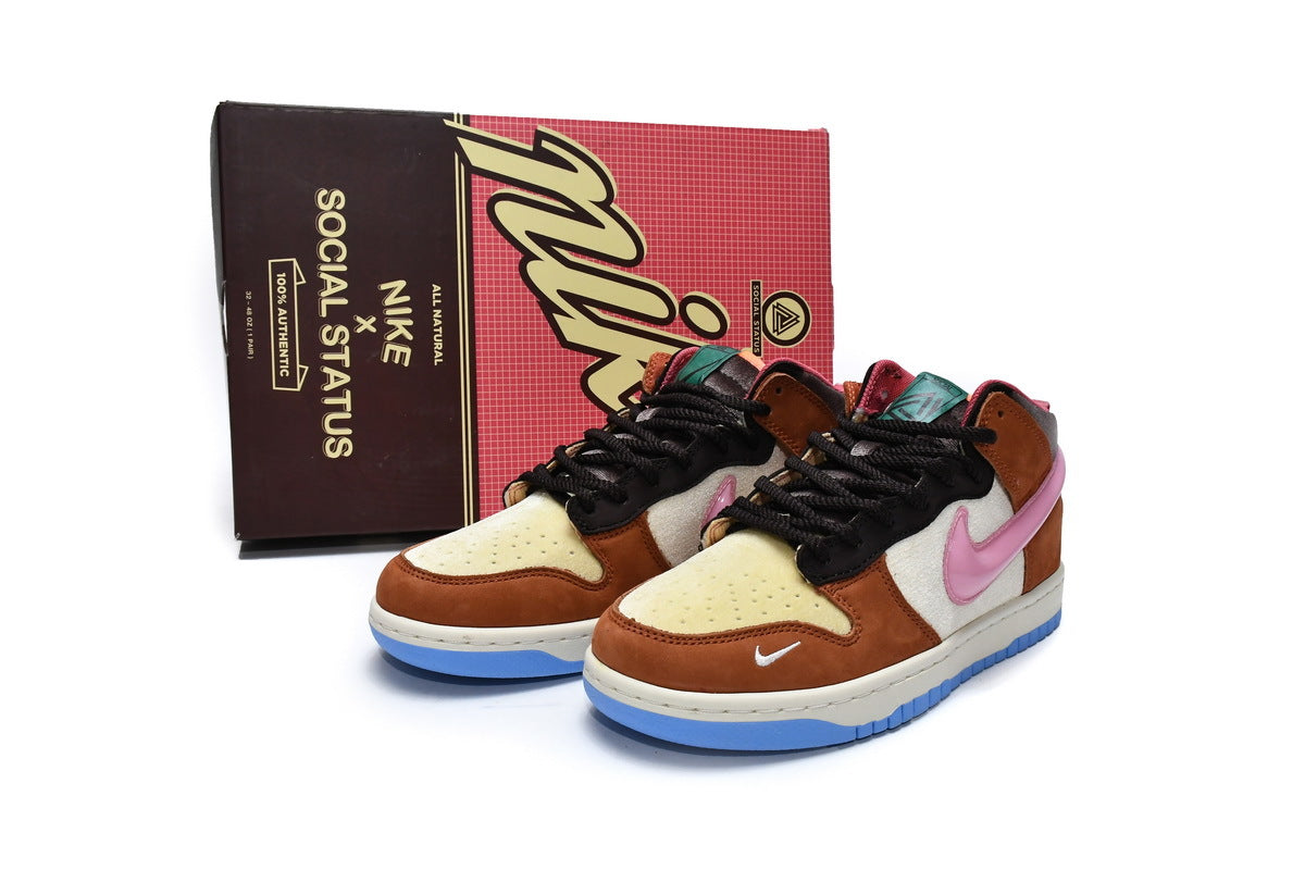 Nike Dunk Mid Social Status Free Lunch Chocolate Milk Reps Sneaker DJ1173-700