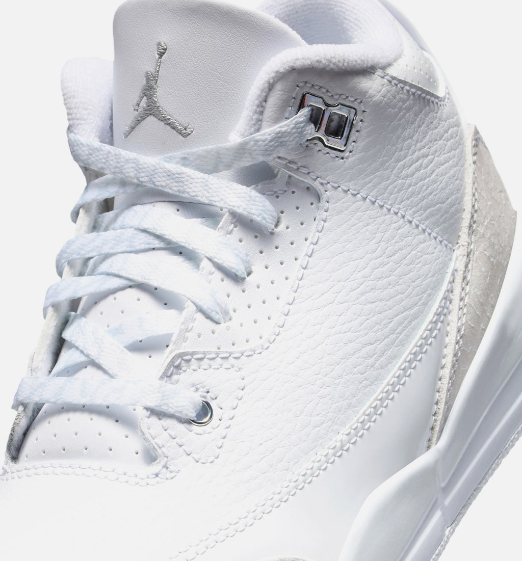 Air Jordan 3 Retro White and Silver – Preschool Lifestyle Shoe in White/Metallic Silver