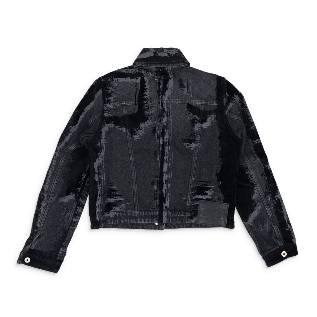 Black Flock Denim Jacket