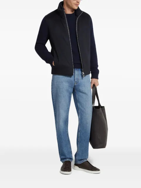 Zegna panelled zip-up cardigan