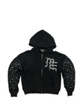 Mixed Emotion faux-pearl embellished zip-up hoodie