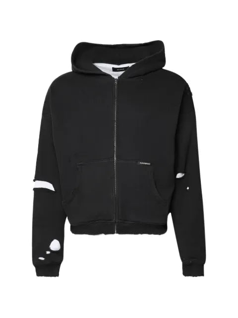 Nahmias thermal-lined distressed hoodie