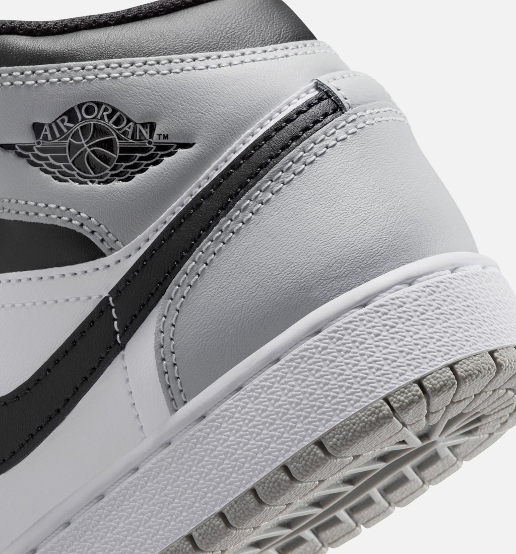 Air Jordan 1 Mid Big Kids' Lifestyle Shoes - White/Light Smoke Grey/Black