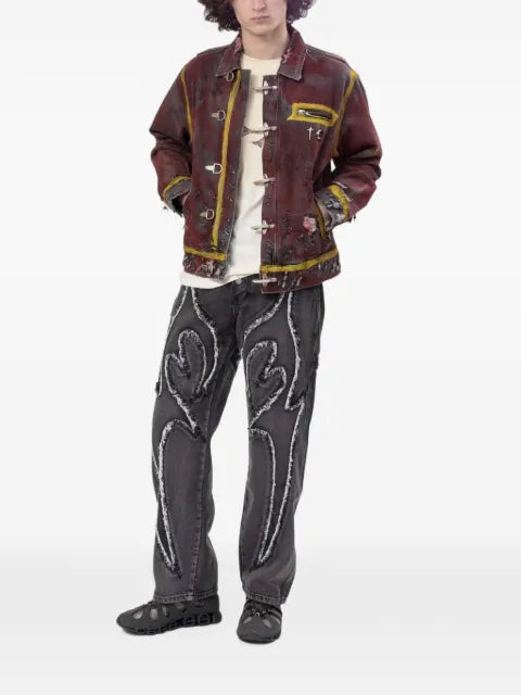 THUG CLUB distressed painted-line jacket