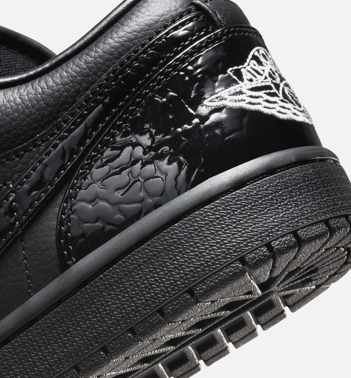 Air Jordan 1 Low Patent Elephant Women's Shoes - Black/White/Metallic Silver