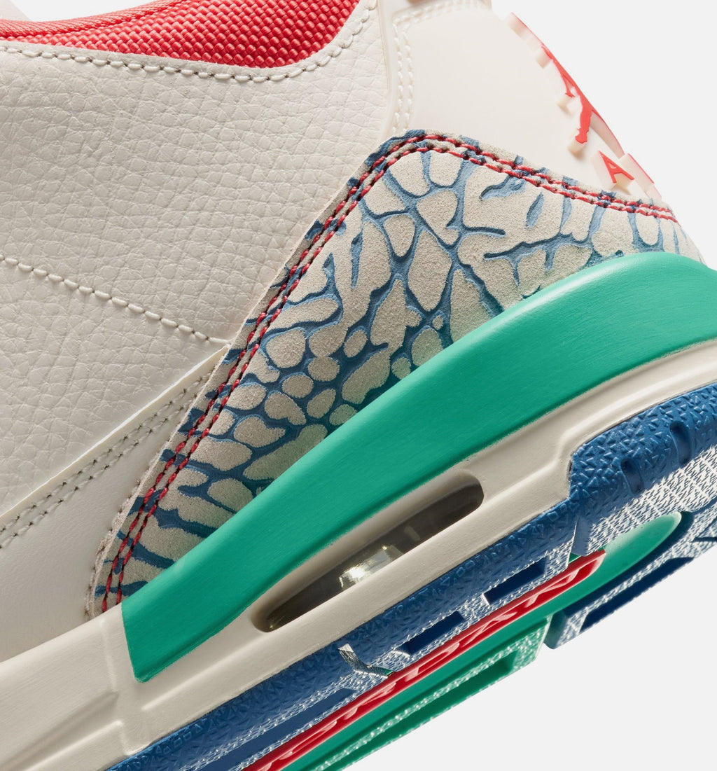Air Jordan 3 Retro Play Your Way Big Kids' Lifestyle Shoes - Chalk/Track Red/True Blue/Kinetic Green