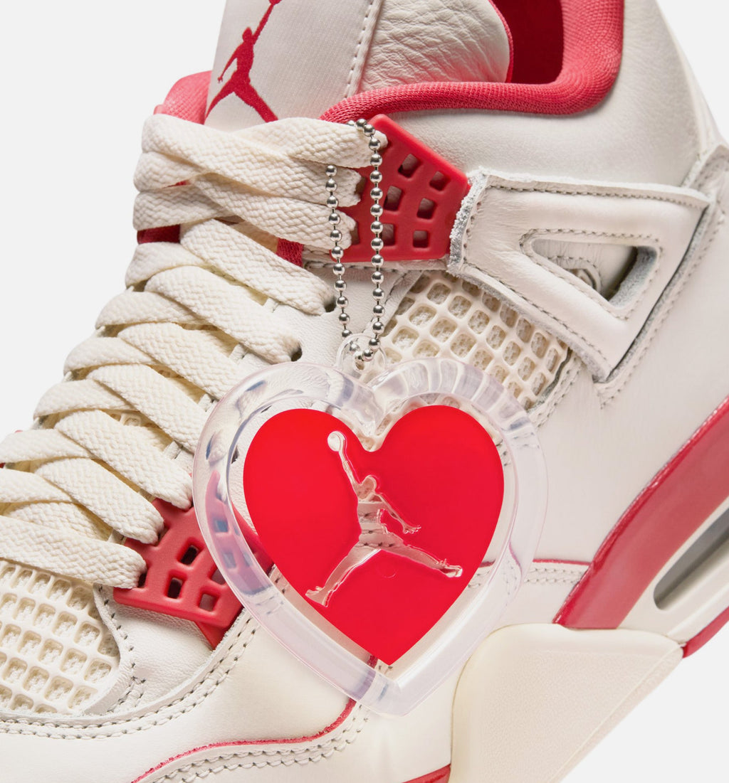 Air Jordan 4 Retro 'Valentine's Day' - Women's Lifestyle Sneaker (Pale Ivory/Sierra Red/Tough Red)