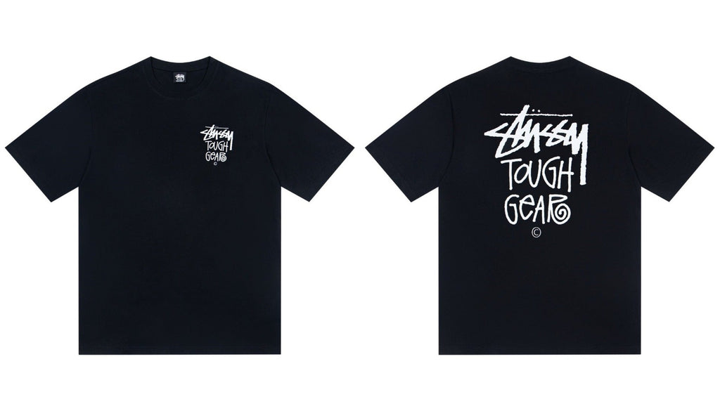 Stussy Tough Gear Front And Back Text Graphic Short Sleeve Tee