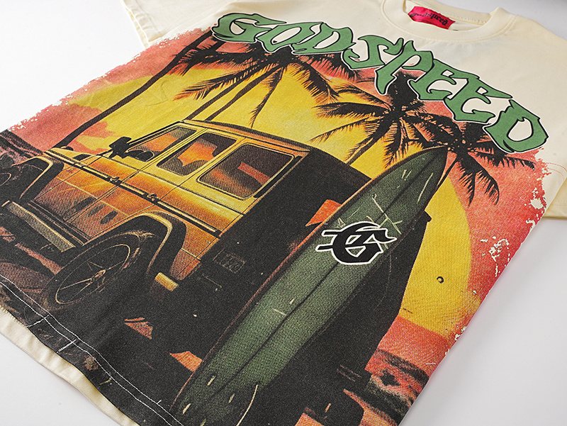 Godspeed Cream Sunset Car Graphic T-Shirt