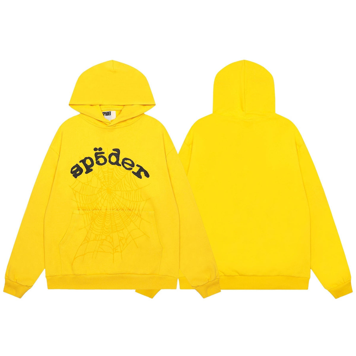 Sp5der Yellow Graphic Hoodie & Sweatpants Matching Set