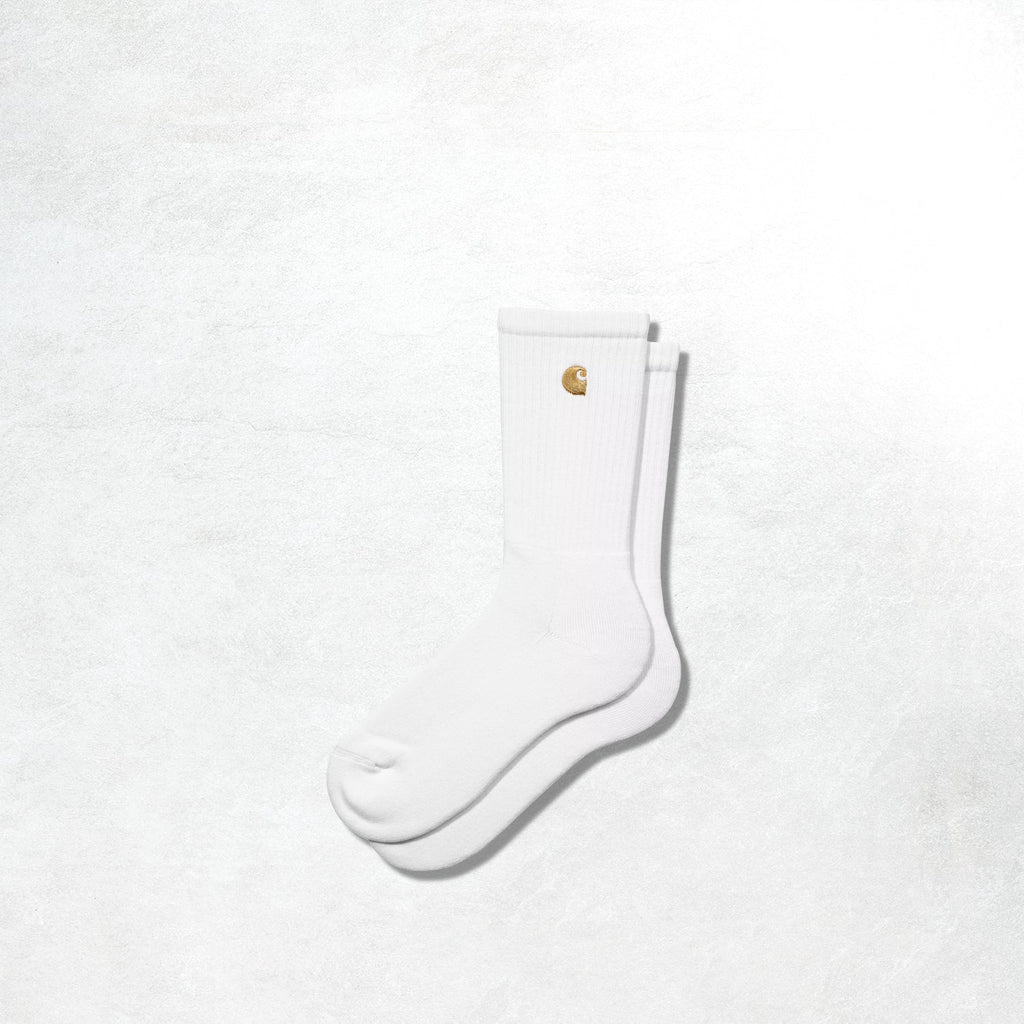 Carhartt WIP Chase Socks: White / Gold