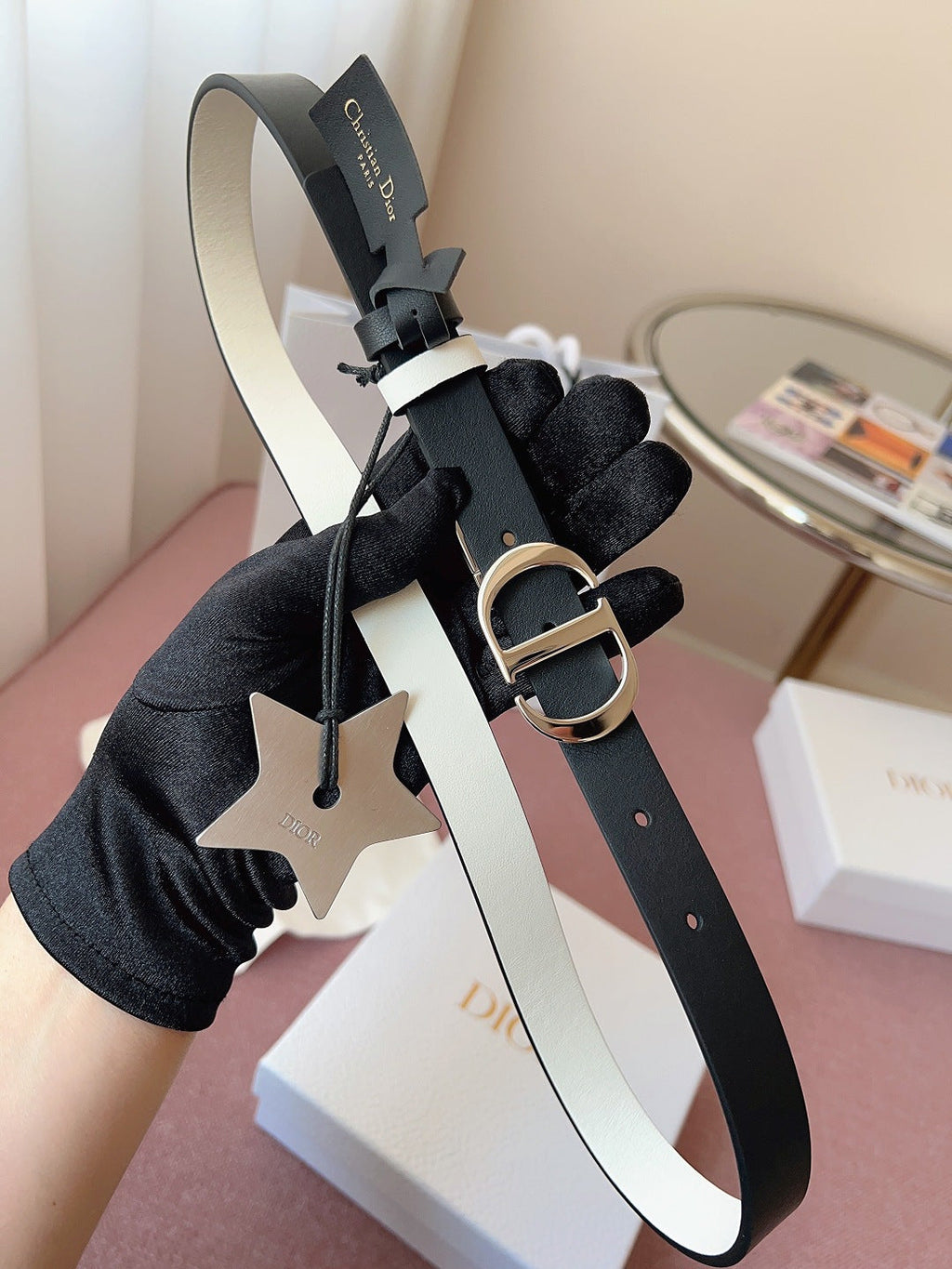 DIOR 25S BELT 20 MM IN BLACK CALFSKIN 618011