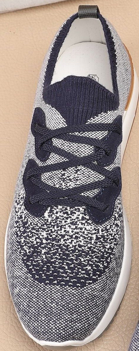 Brunello Cucinelli Gray Knit Sneakers