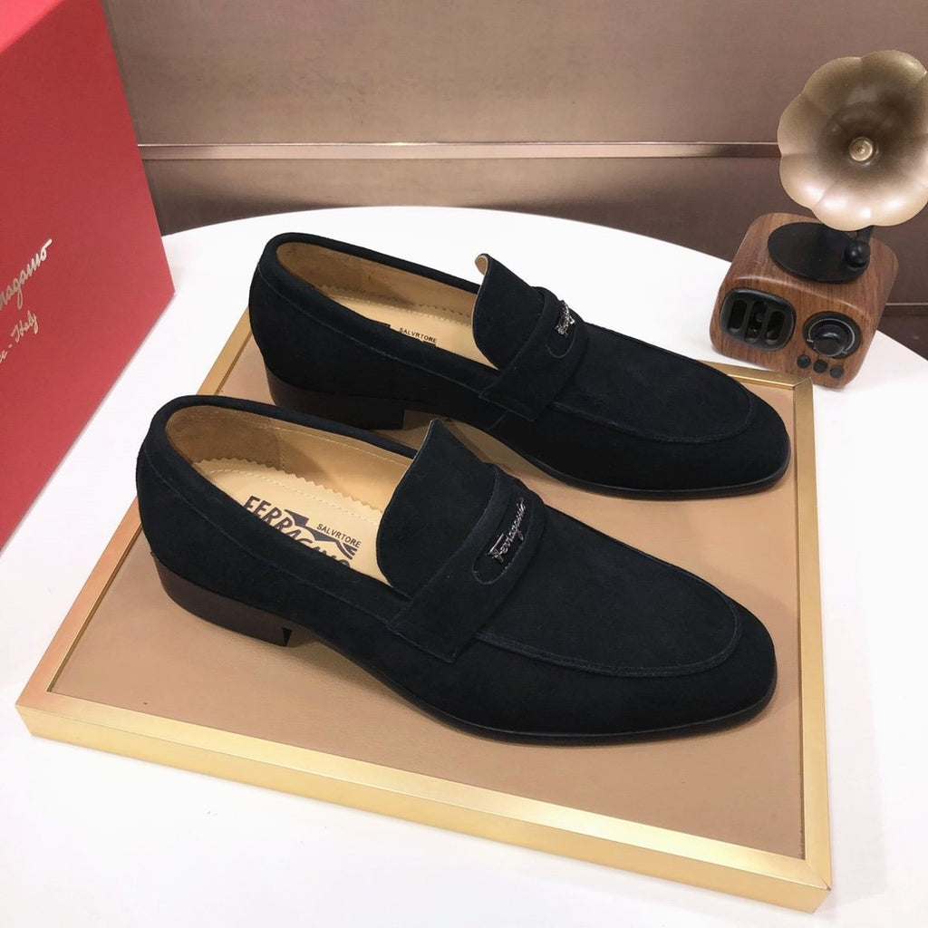 Ferragamo Black Slip-On Loafers