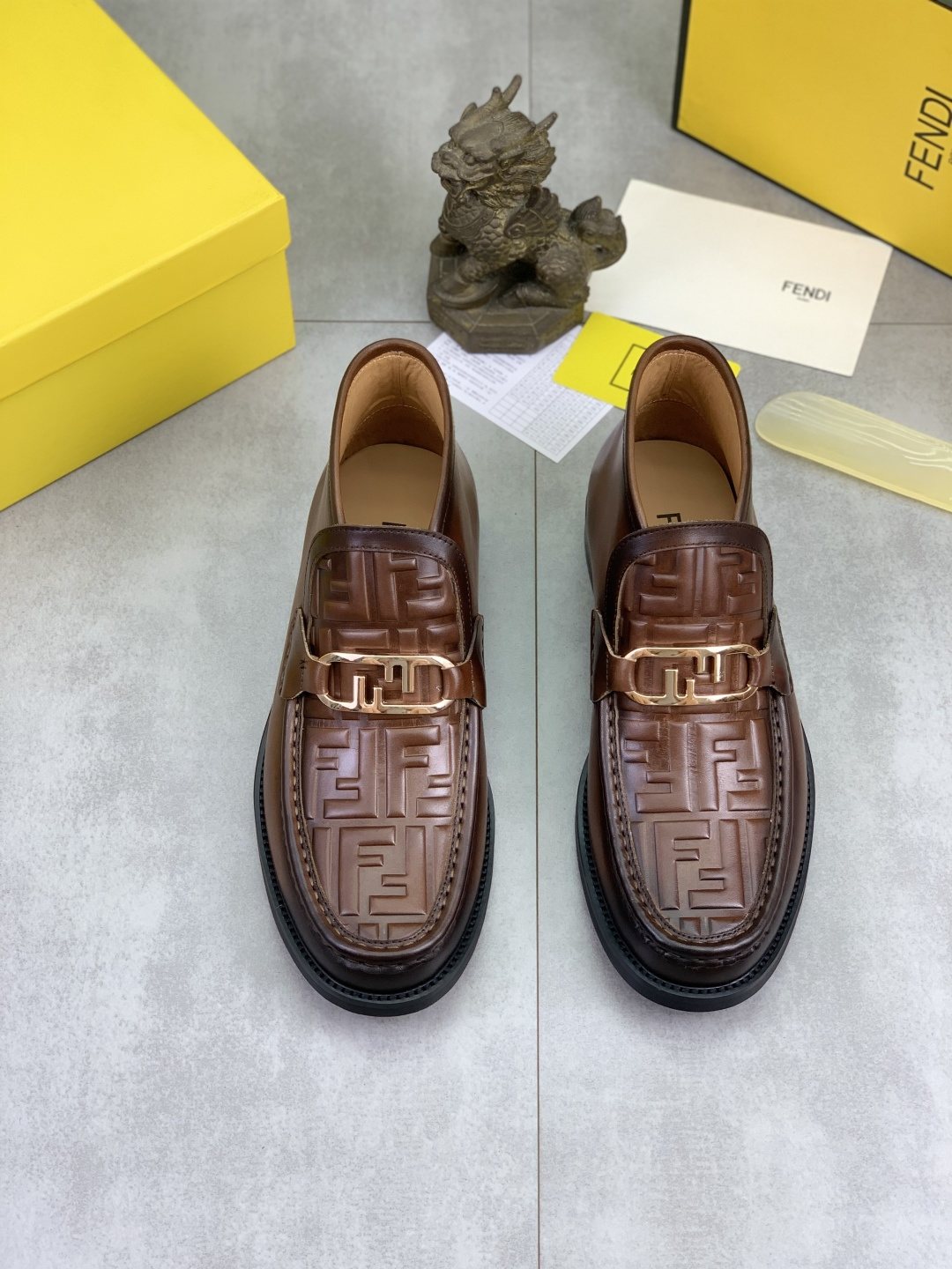Fendi Men's Embossed Metal-Hardware Slip-On Boots