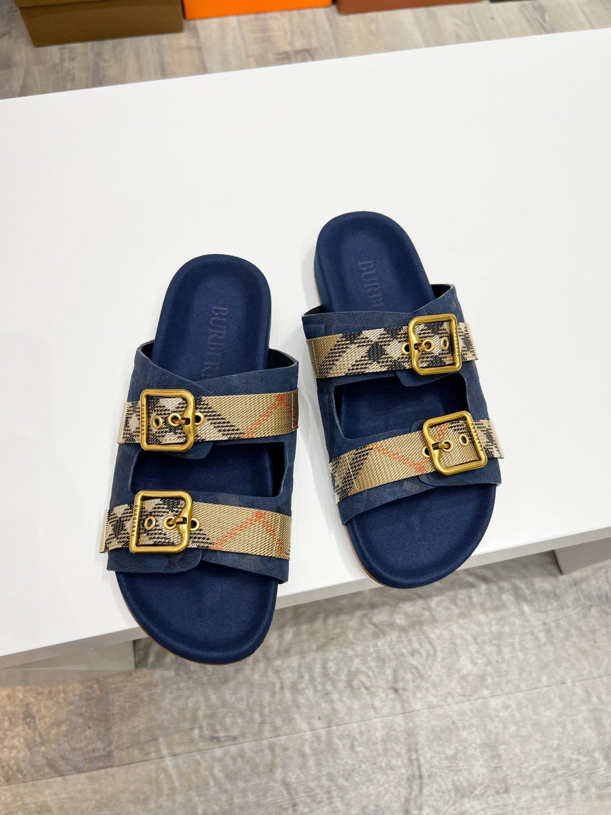 Burberry Check Strap Slide Sandals