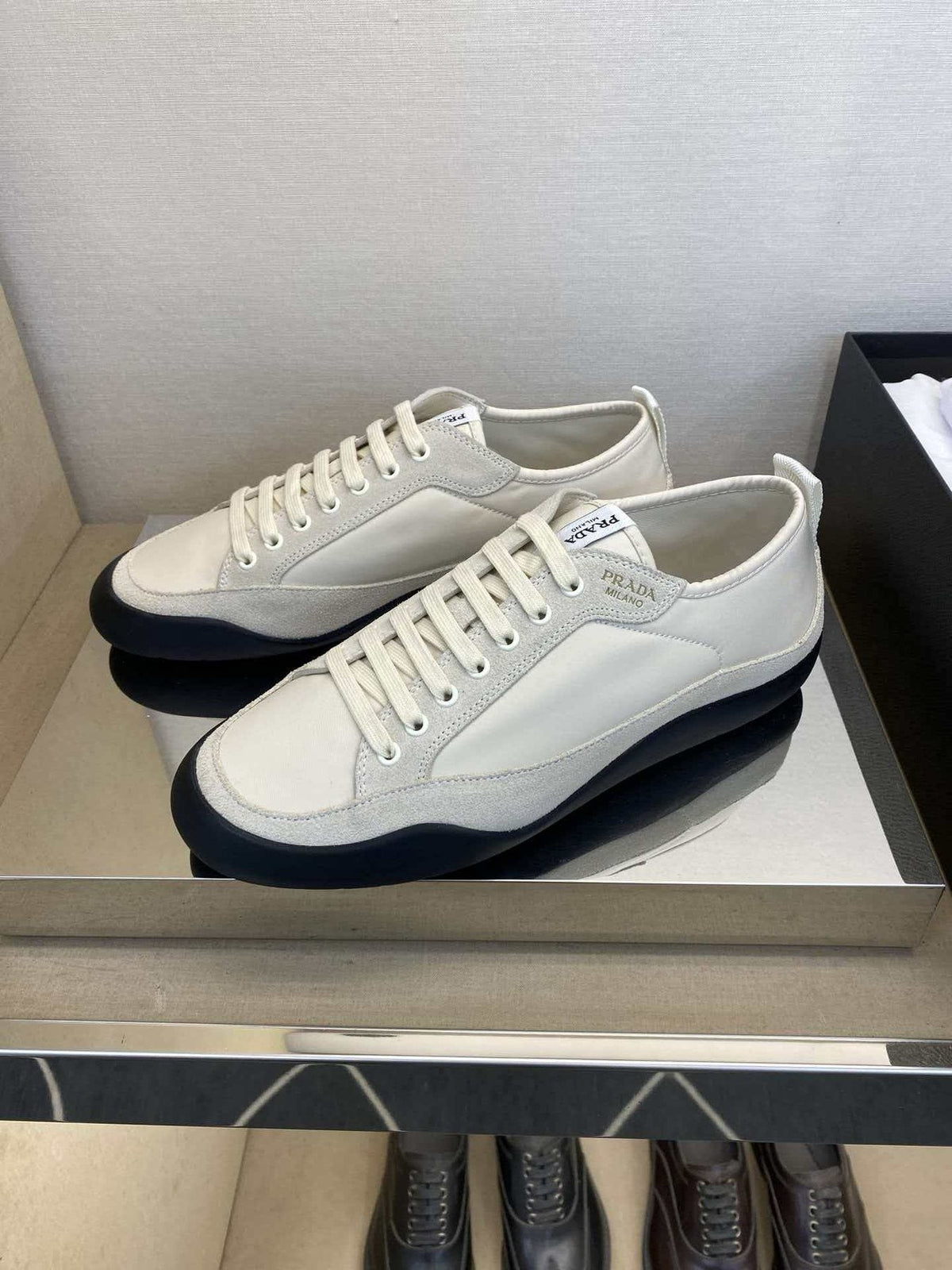 Prada Men's Low-Top Sneakers - Lace-Up Closure