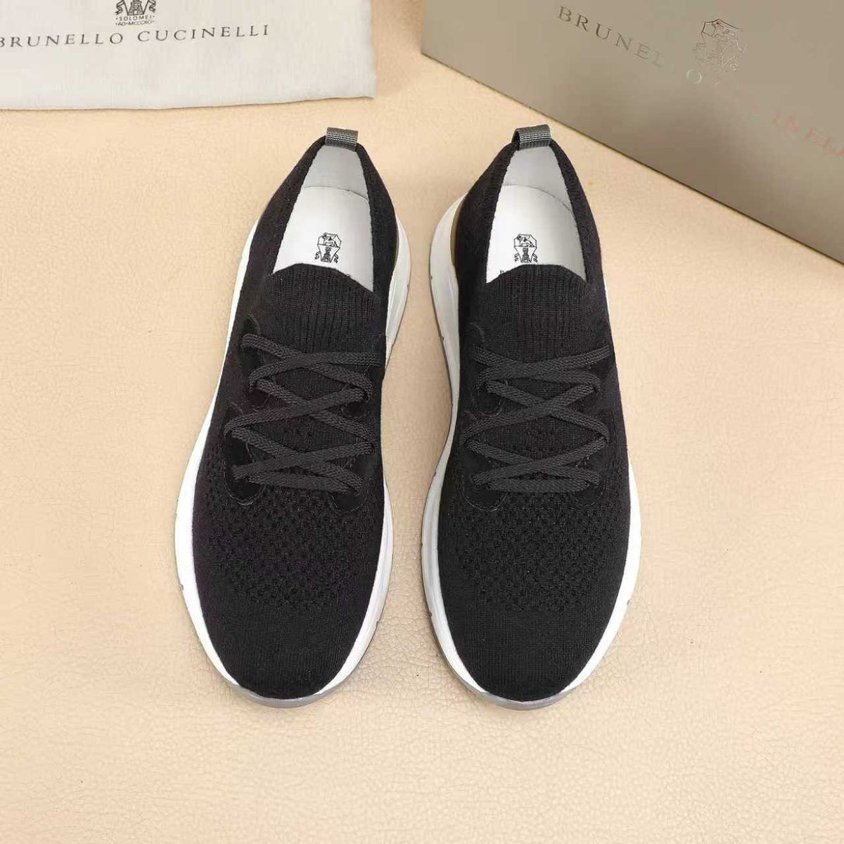 Brunello Cucinelli Knit Lace-Up Sneakers
