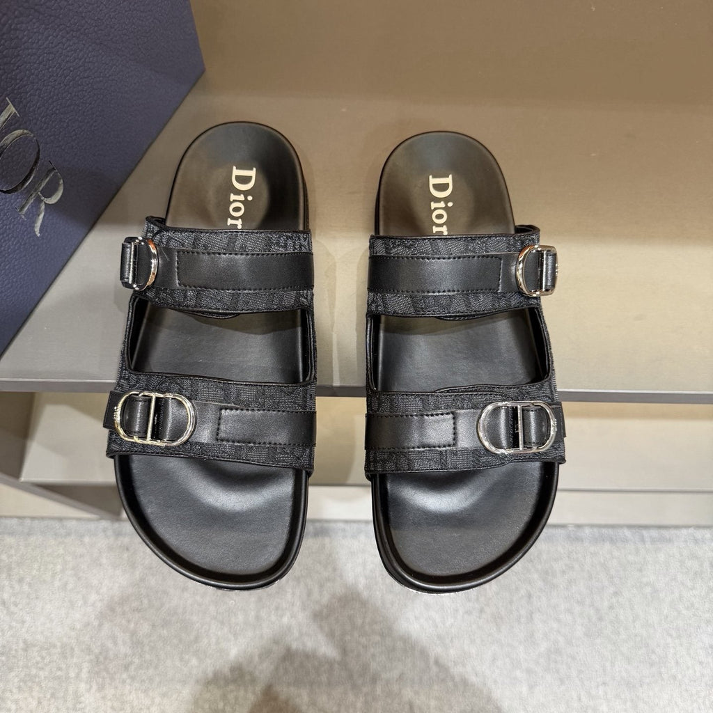 Dior Two-Strap Buckle Slide Sandals