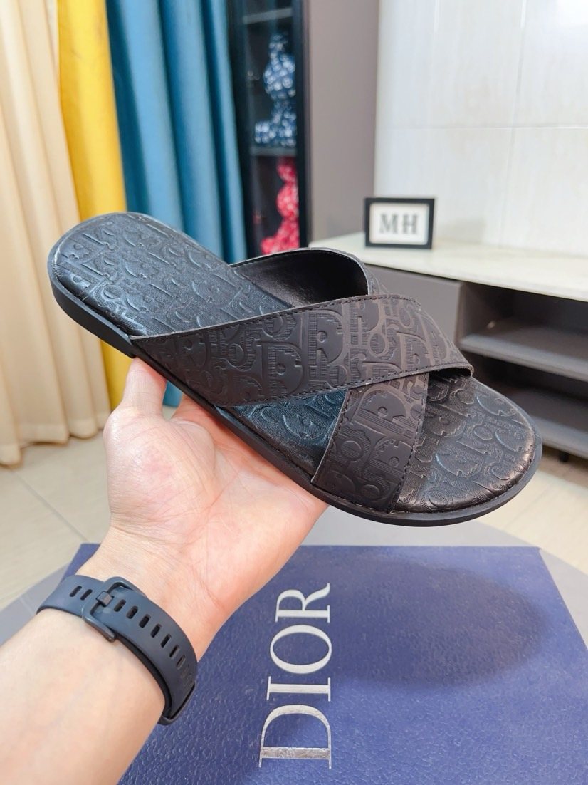 Dior Men's Cross-Strap Slide Sandals
