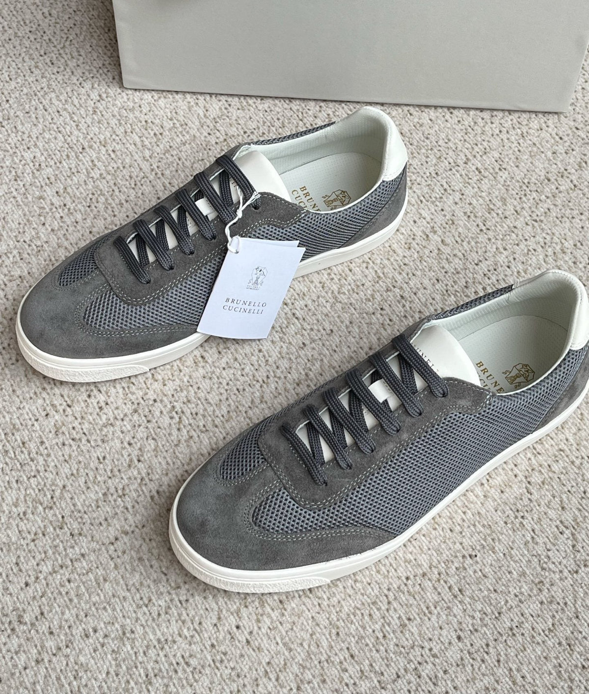 Brunello Cucinelli Men's Low-Top Lace-Up Sneakers - White Rubber Sole